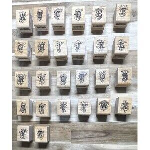 Vintage Inkadinkado Fancy Medieval Alphabet Rubber Stamps Set - Complete A-Z